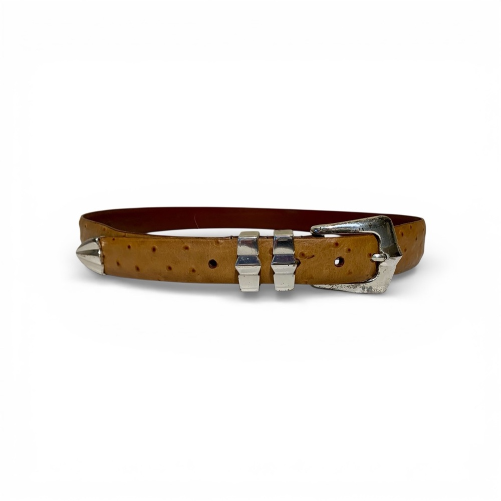 Men’s Italian Calfskin Leather Ostrich Embossed Western Core Belt Size 40
